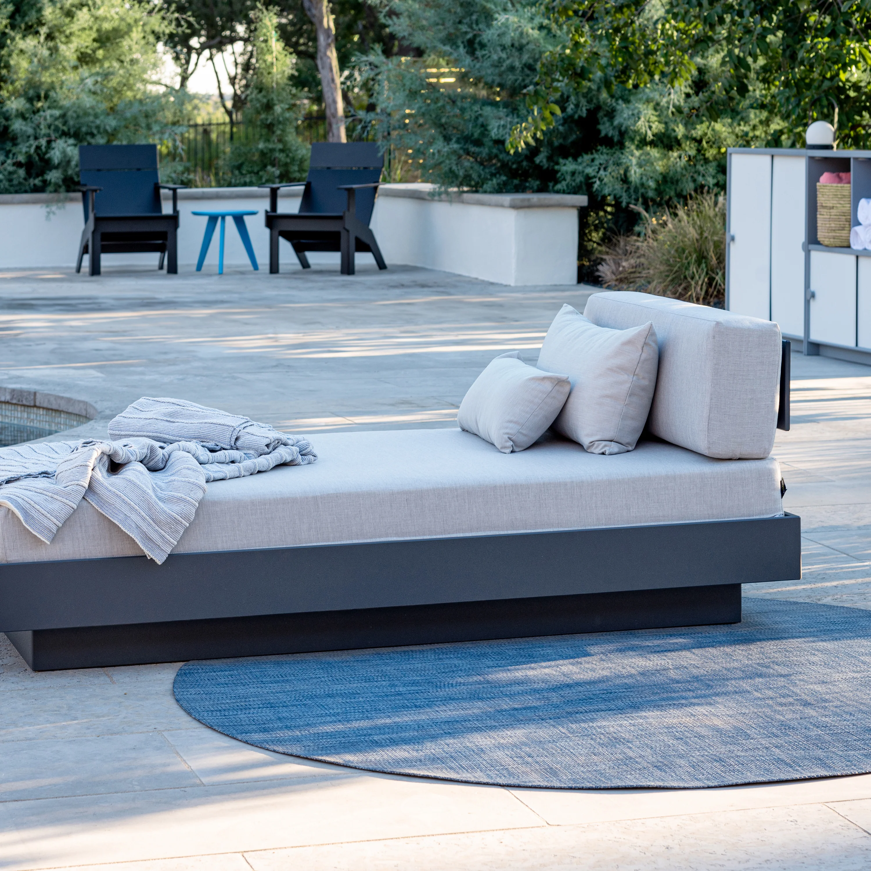 Platform One Outdoor Chaise Lounge with Table - Image 38