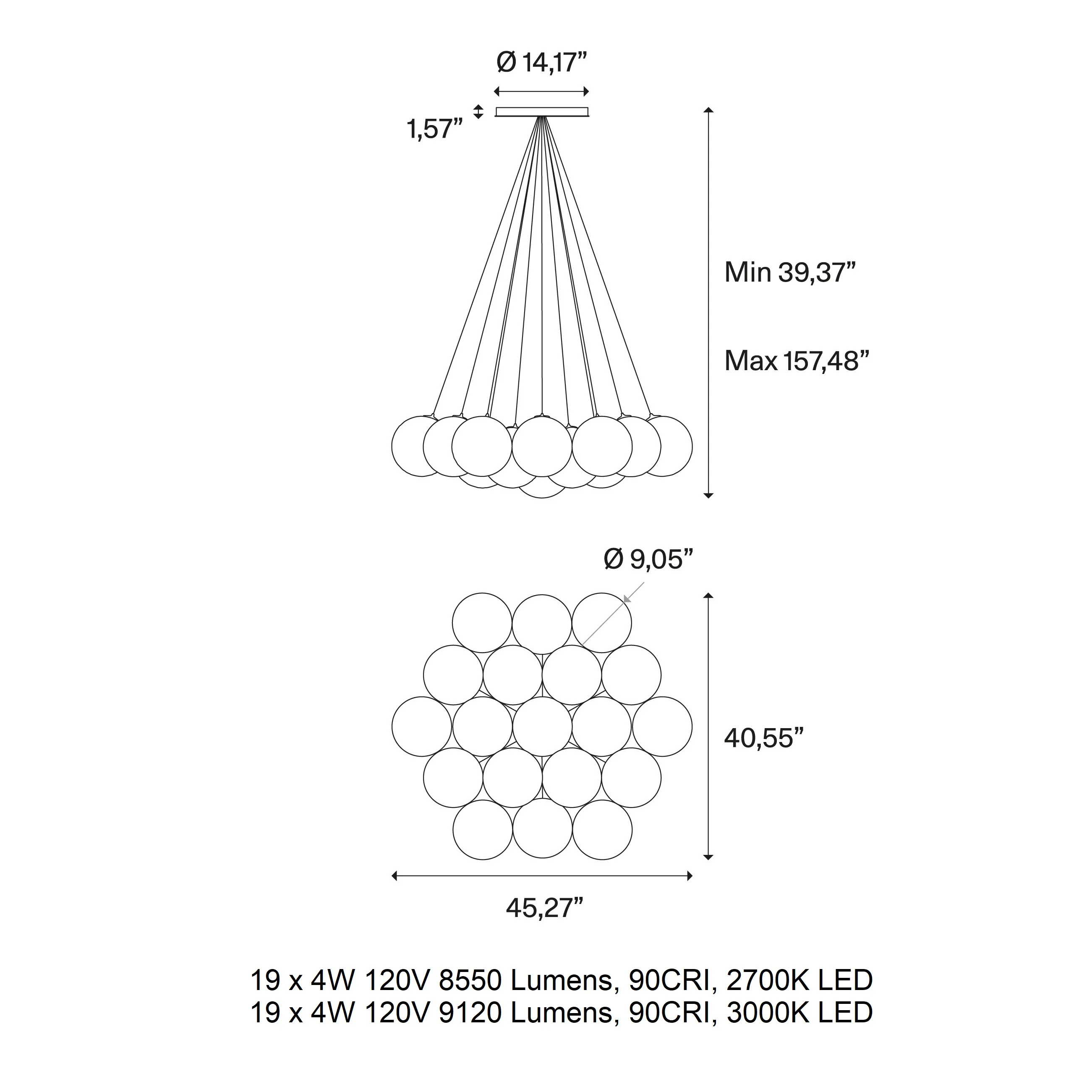 Random Cloud Small Multi Light LED Pendant Light - Image 19