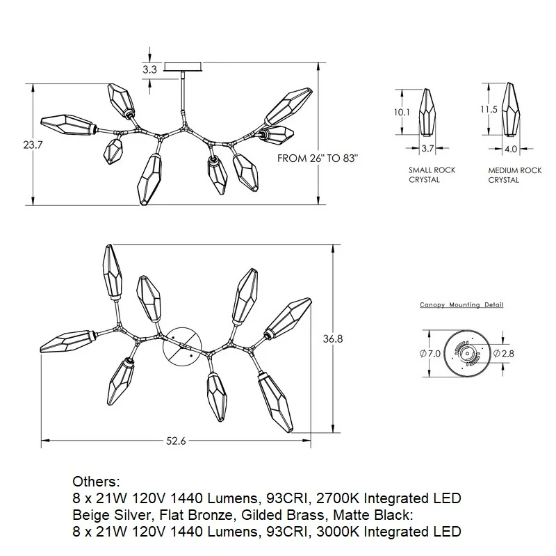 Rock Crystal Modern Branch Chandelier - Image 8