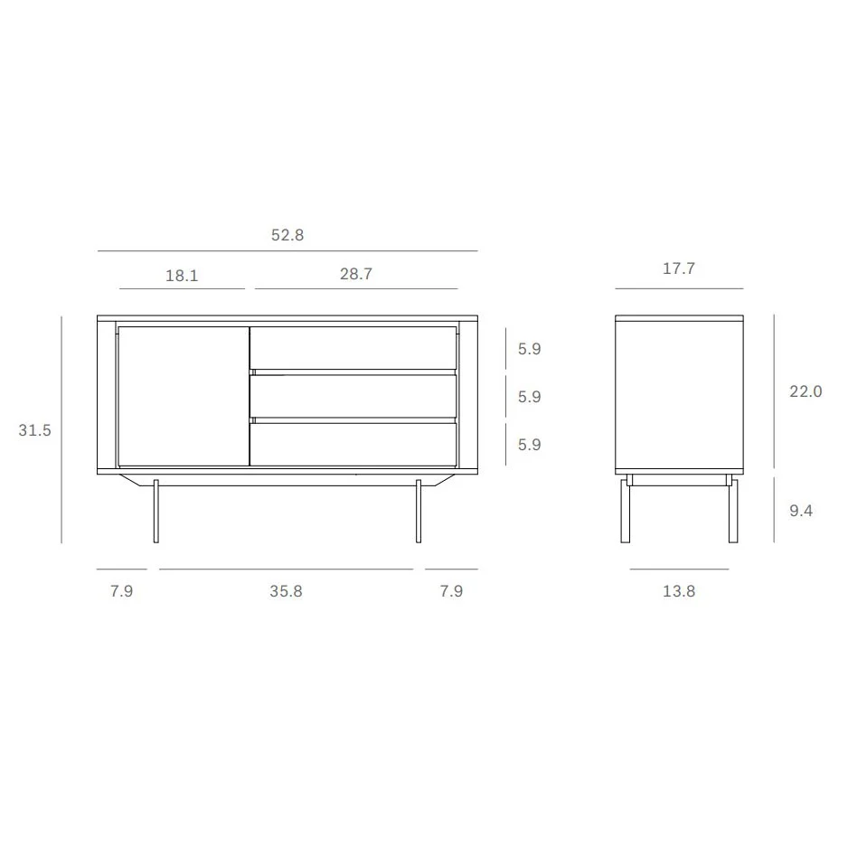Shadow 1-Door 3-Drawer Sideboard - Image 4