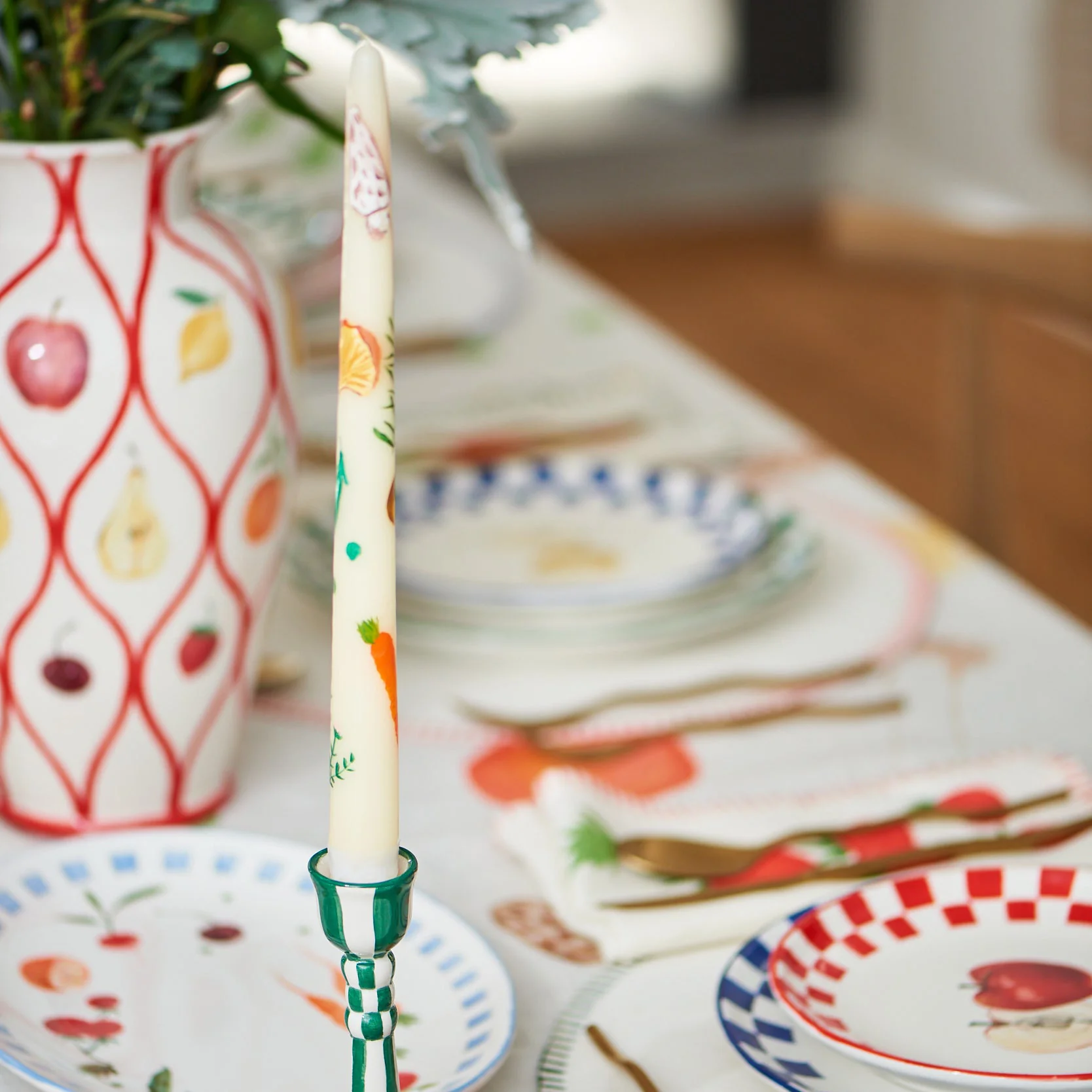 Still Life Hand-Painted Veggies Taper Candle (Set of 4) - Image 4