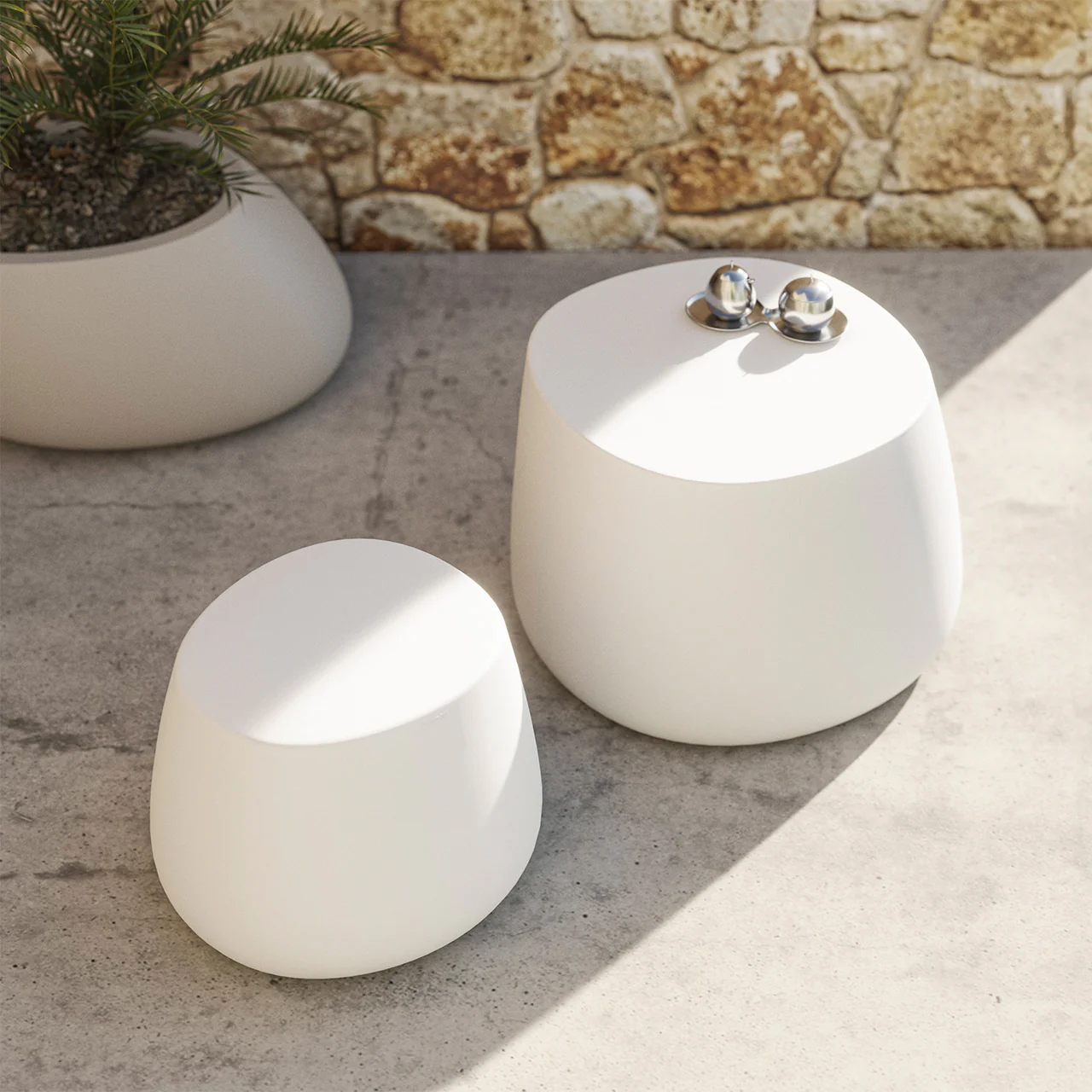 Stone Outdoor Low Stool - Image 3
