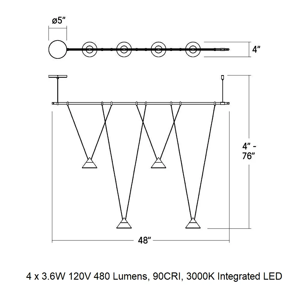 Suspenders 1-Tier Linear Multi Light Pendant Light - Image 9