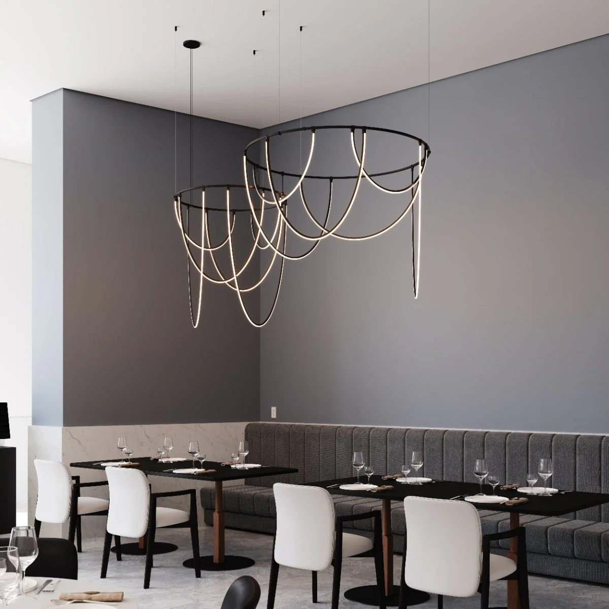 Suspenders 2-Bar Offset Ring Multi Light Pendant Light - Image 6