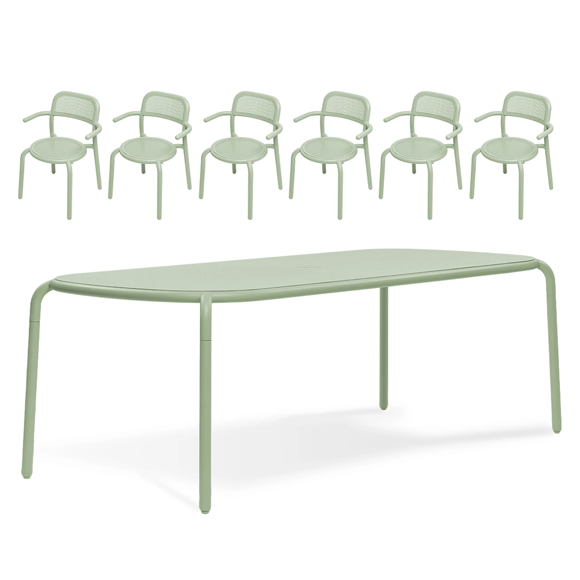 Toni Tablo Table Set with Six Outdoor Armchairs - Image 5