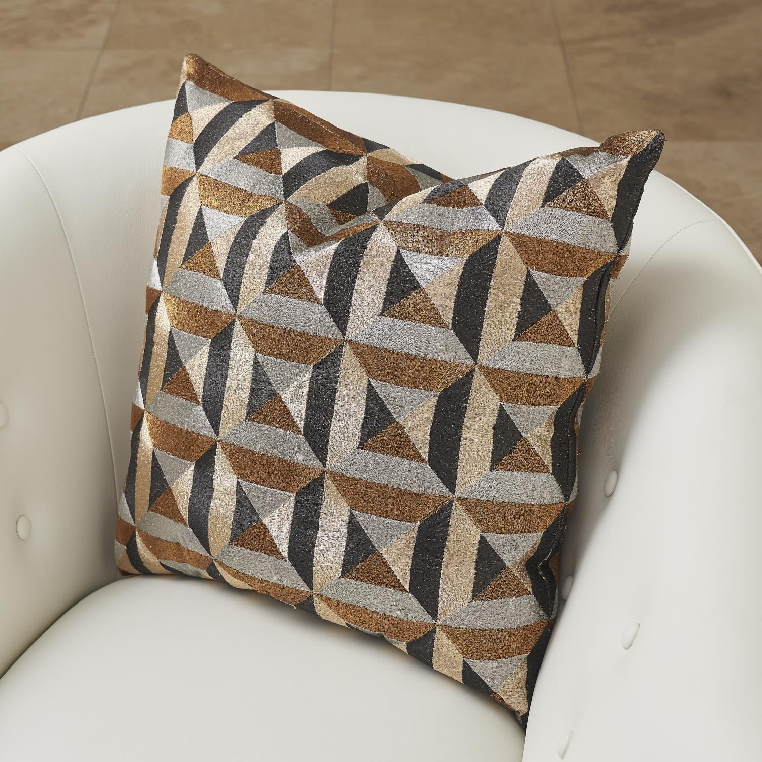 Triangle Marquetry Throw Pillow - Image 2