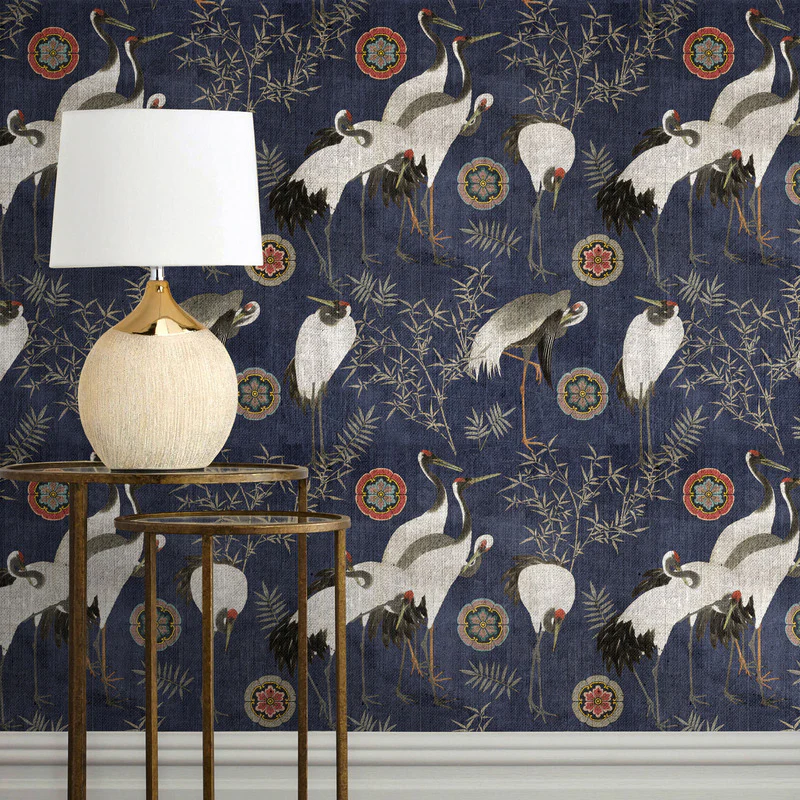 Tsuru Indigo Wallpaper - Image 3