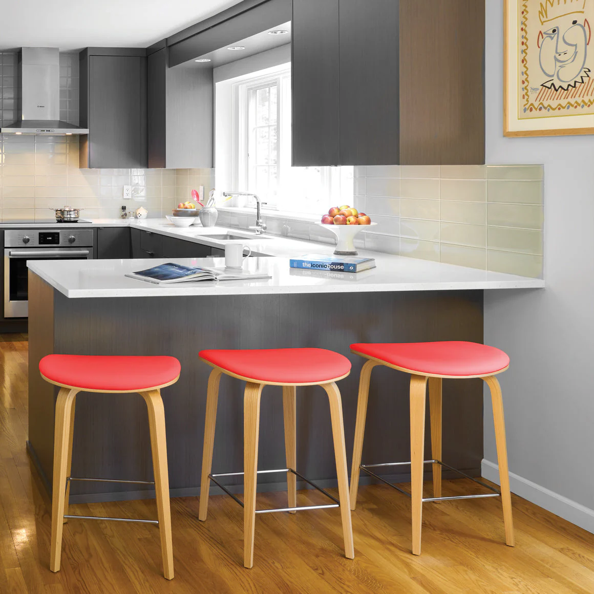 Under Counter Upholstered Wood Stool - Image 16