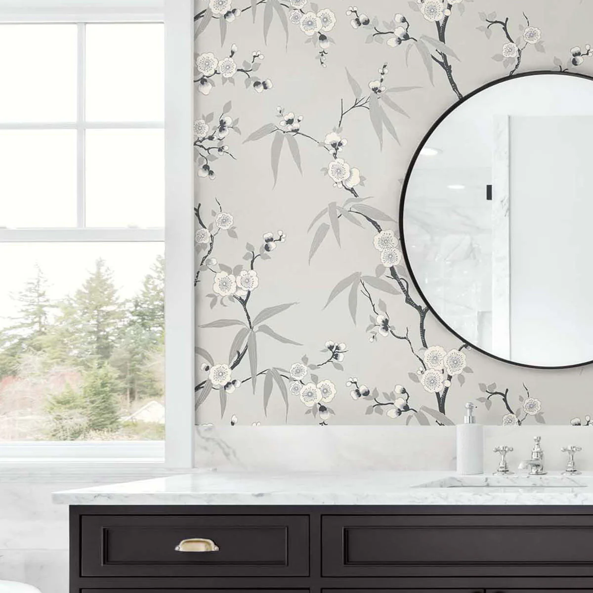 White Heron Floral Blossom Trail Wallpaper - Image 7