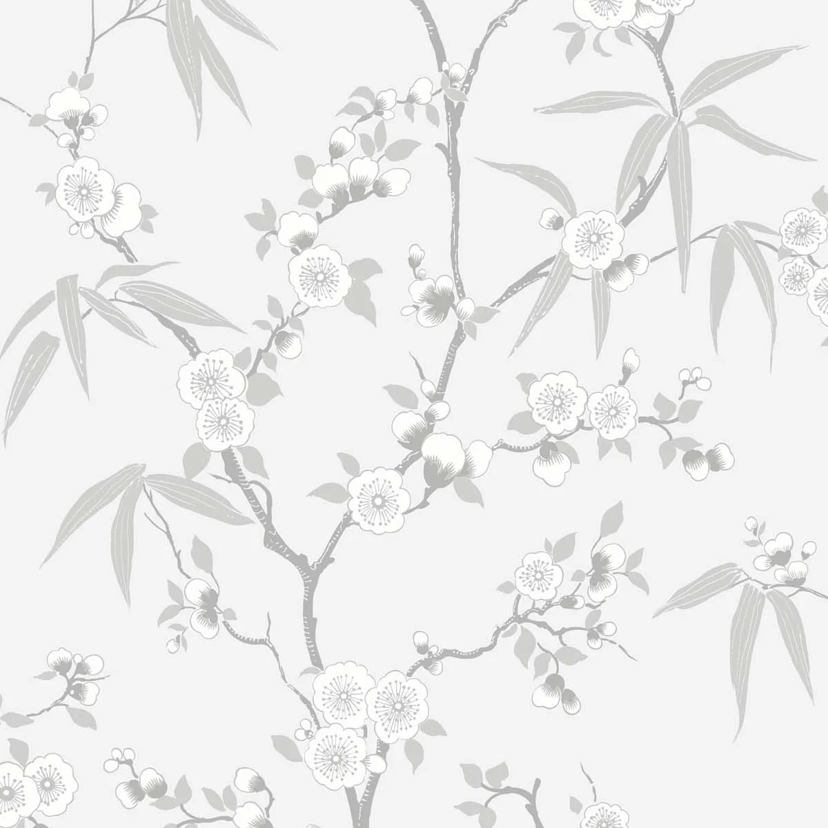 White Heron Floral Blossom Trail Wallpaper Sample Swatch - Image 3