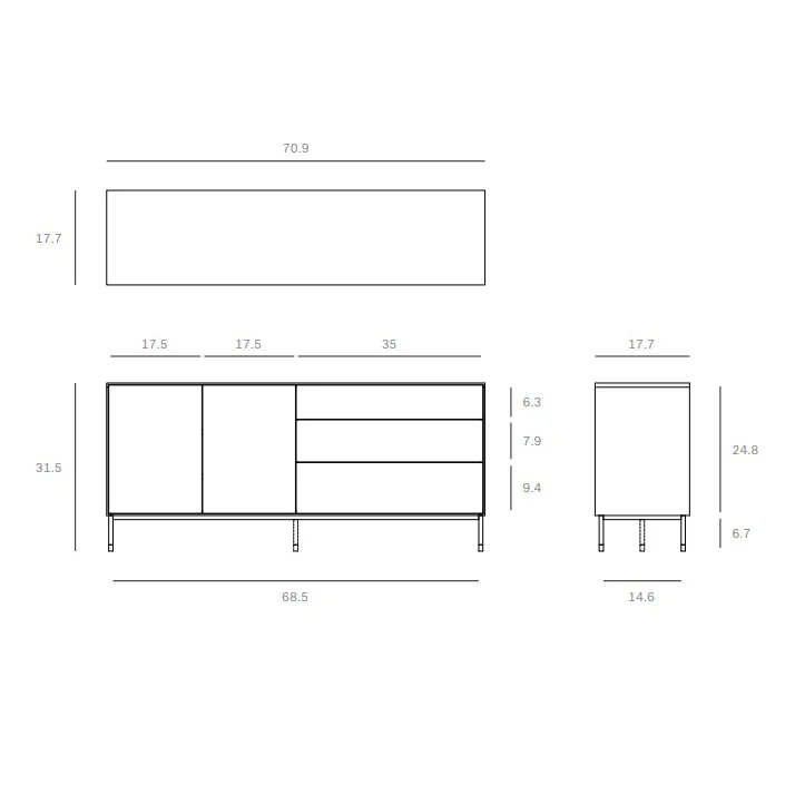 Whitebird 2-Door 3-Drawer Sideboard - Image 4