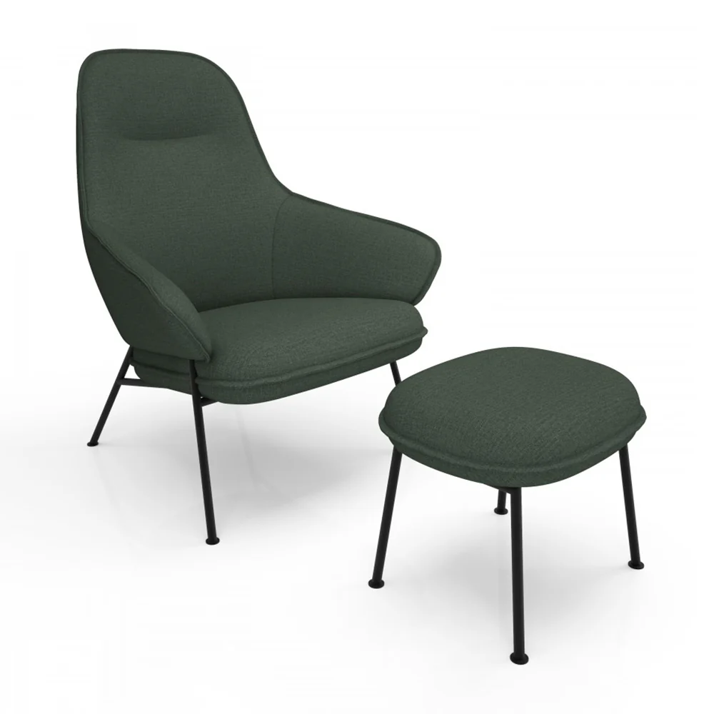 Wolfgang High Back Lounge Chair with Metal Leg - Image 2