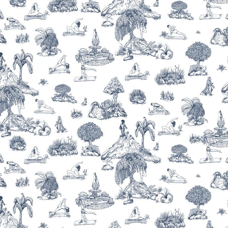 Yoga Toile Wallpaper Sample Swatch - Image 14