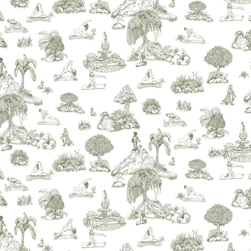 Yoga Toile Wallpaper Sample Swatch - Image 31